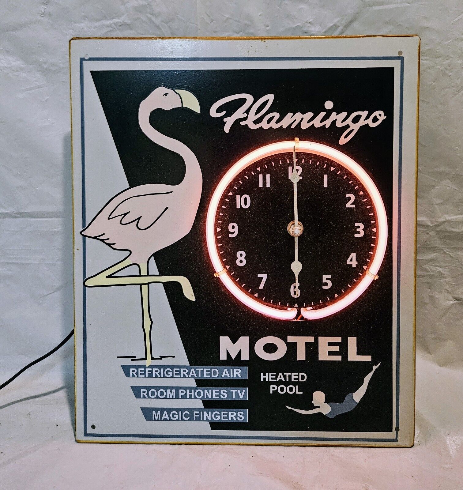 *RARE* Flamingo Motel Neon Clock/Sign (14\