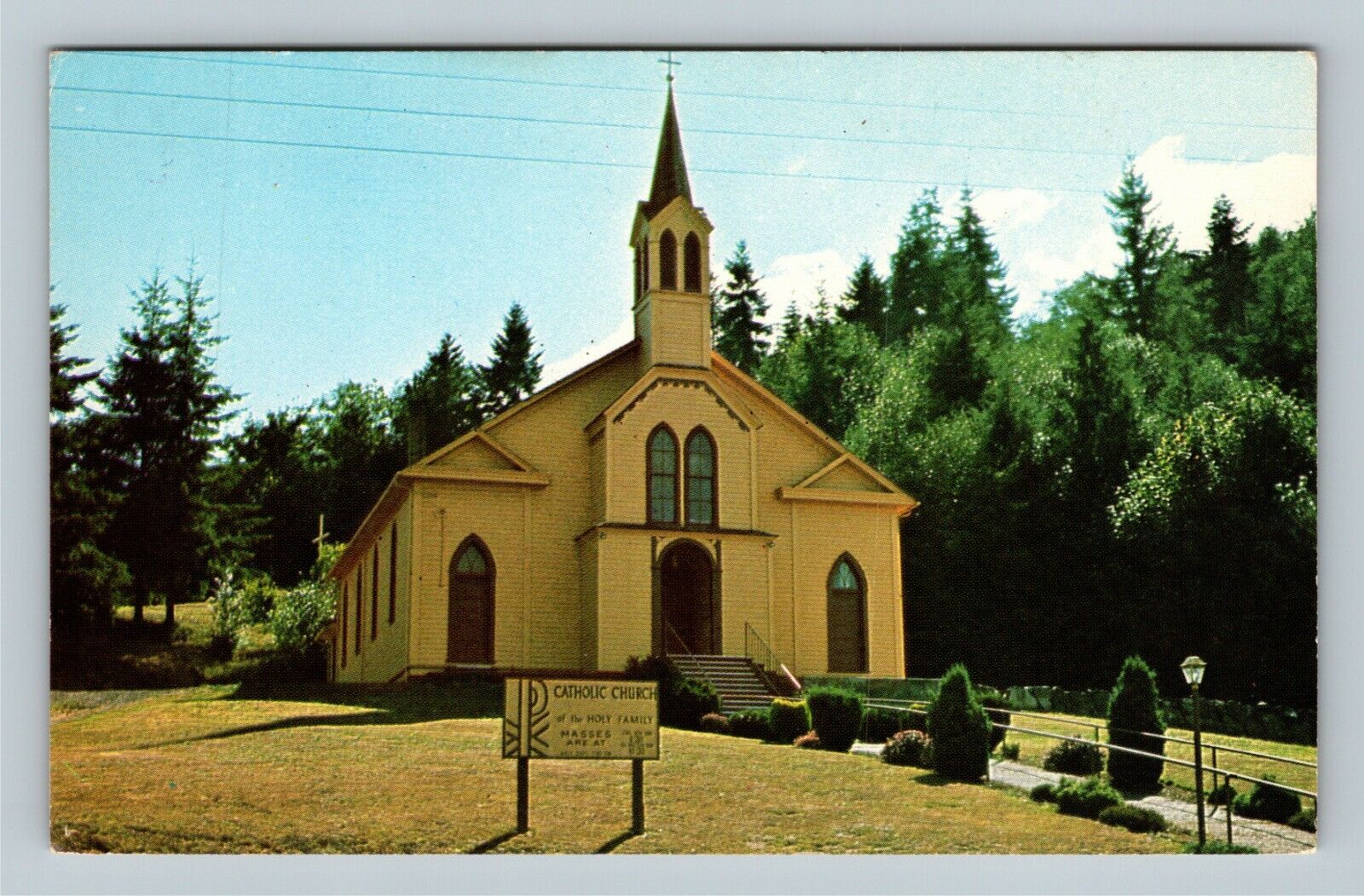 Catholic Church Of The Holy Family, Steeple, Frances Washington Vintage Postcard