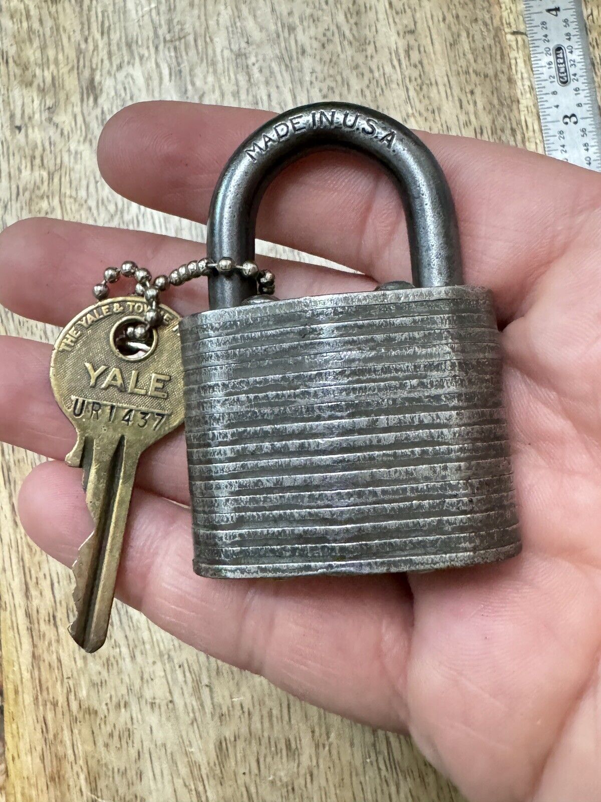 Vintage Old Yale USN Padlock With Key Lock