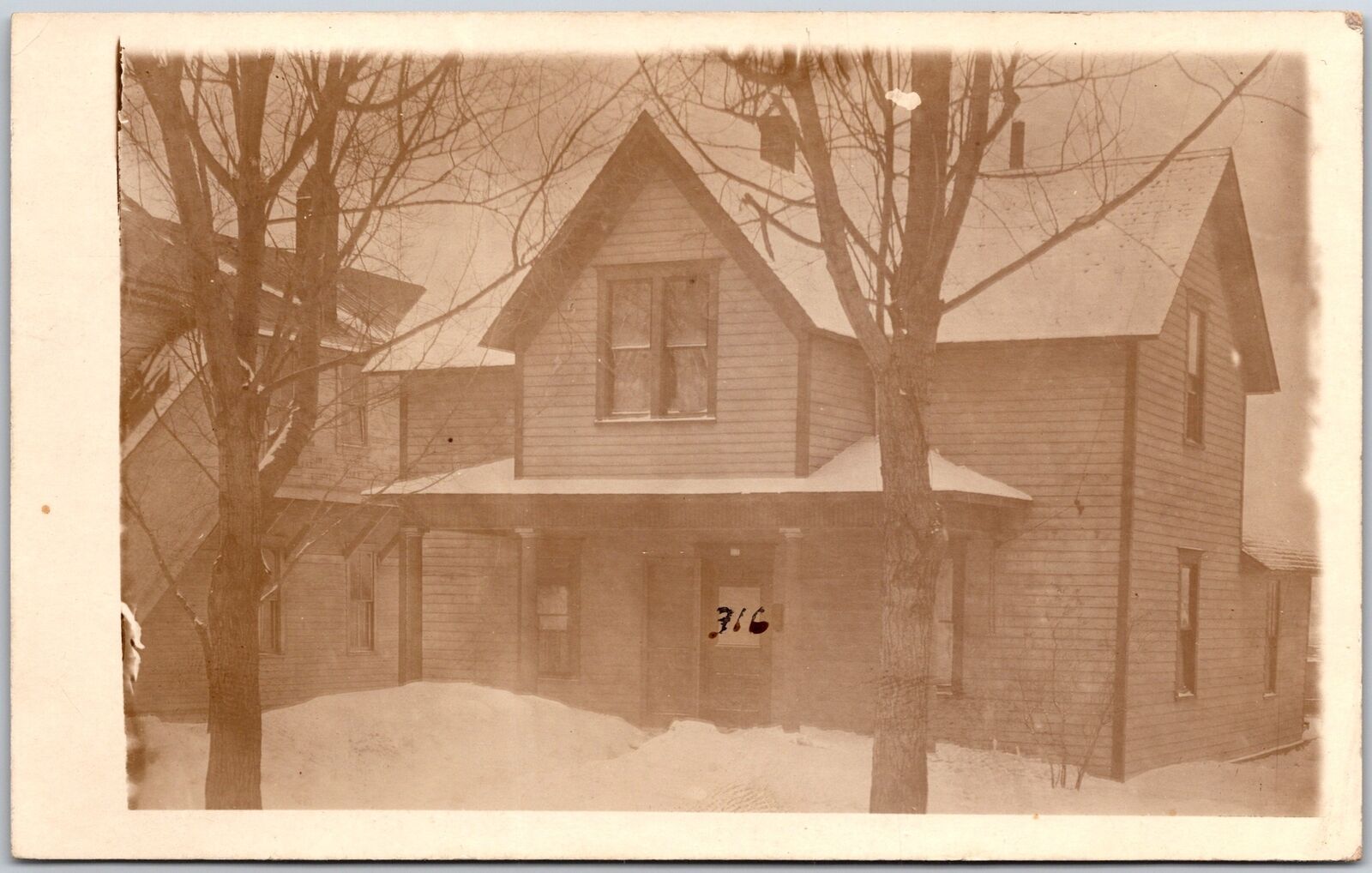 Residence House In The City Winter Season RPPC Photo Postcard