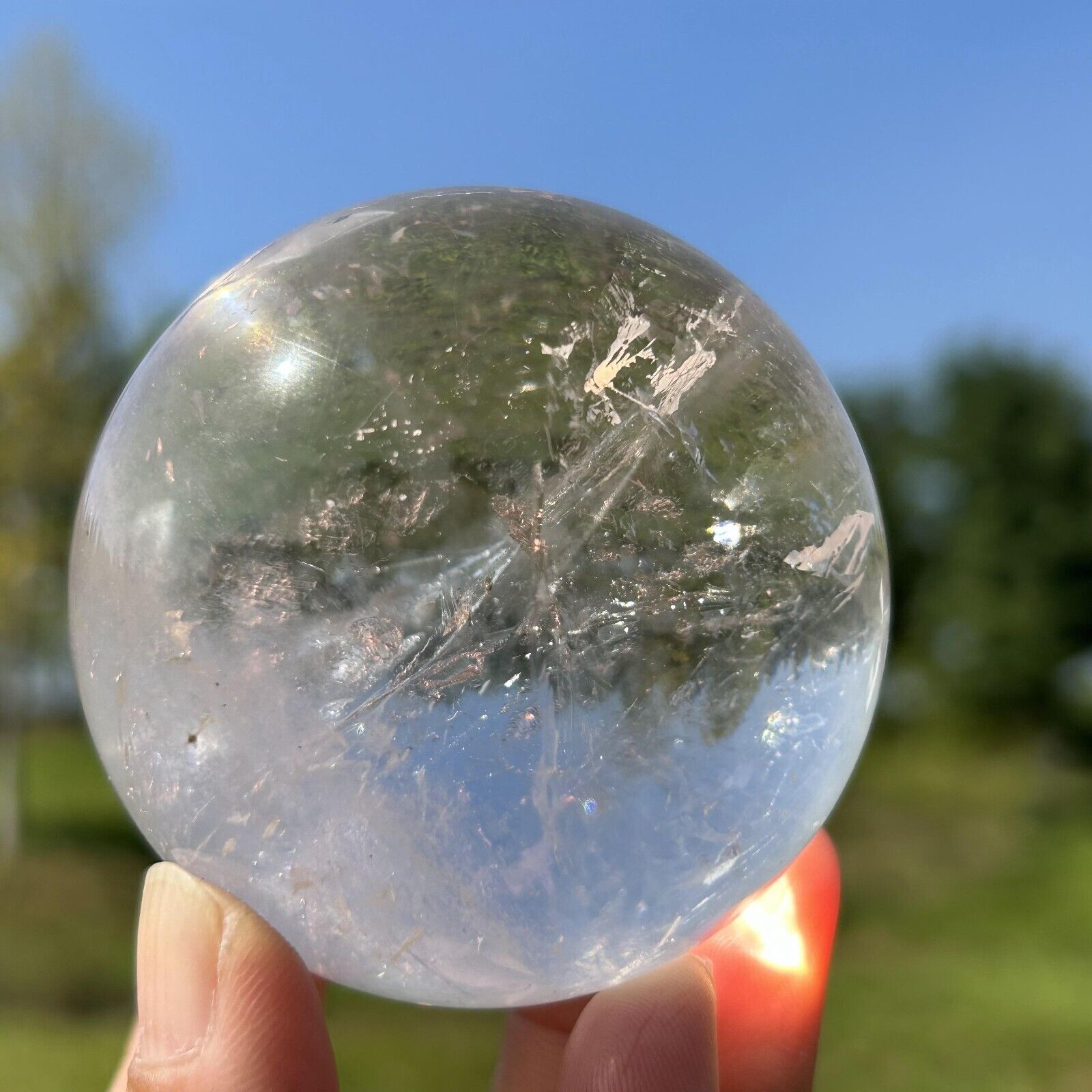 410g Top Natural clear quartz ball quartz crystal sphere healing gem WQ77