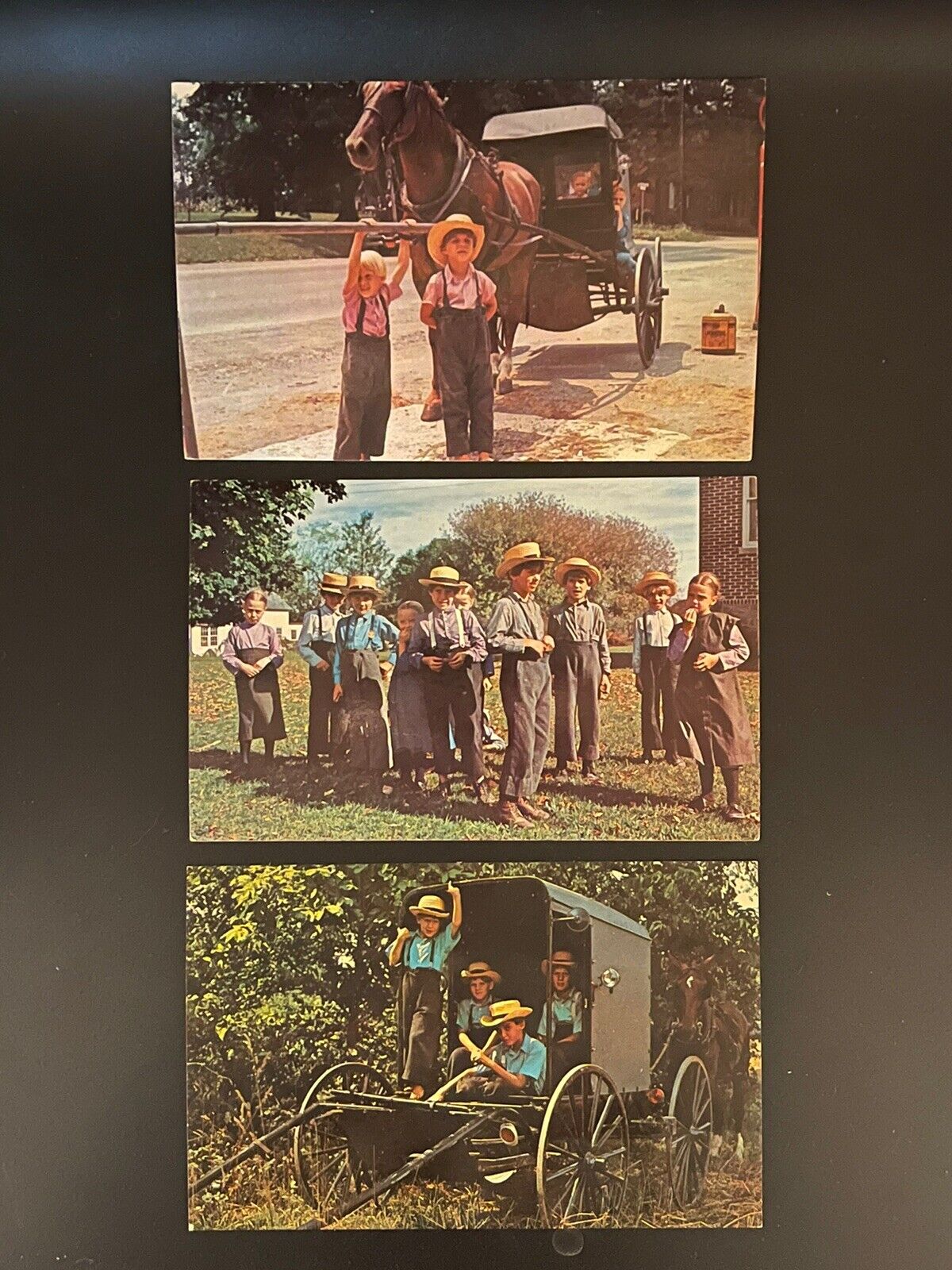 Lot 3 - Vintage Amish / Pennsylvania Dutch Blank Postcards - School Children