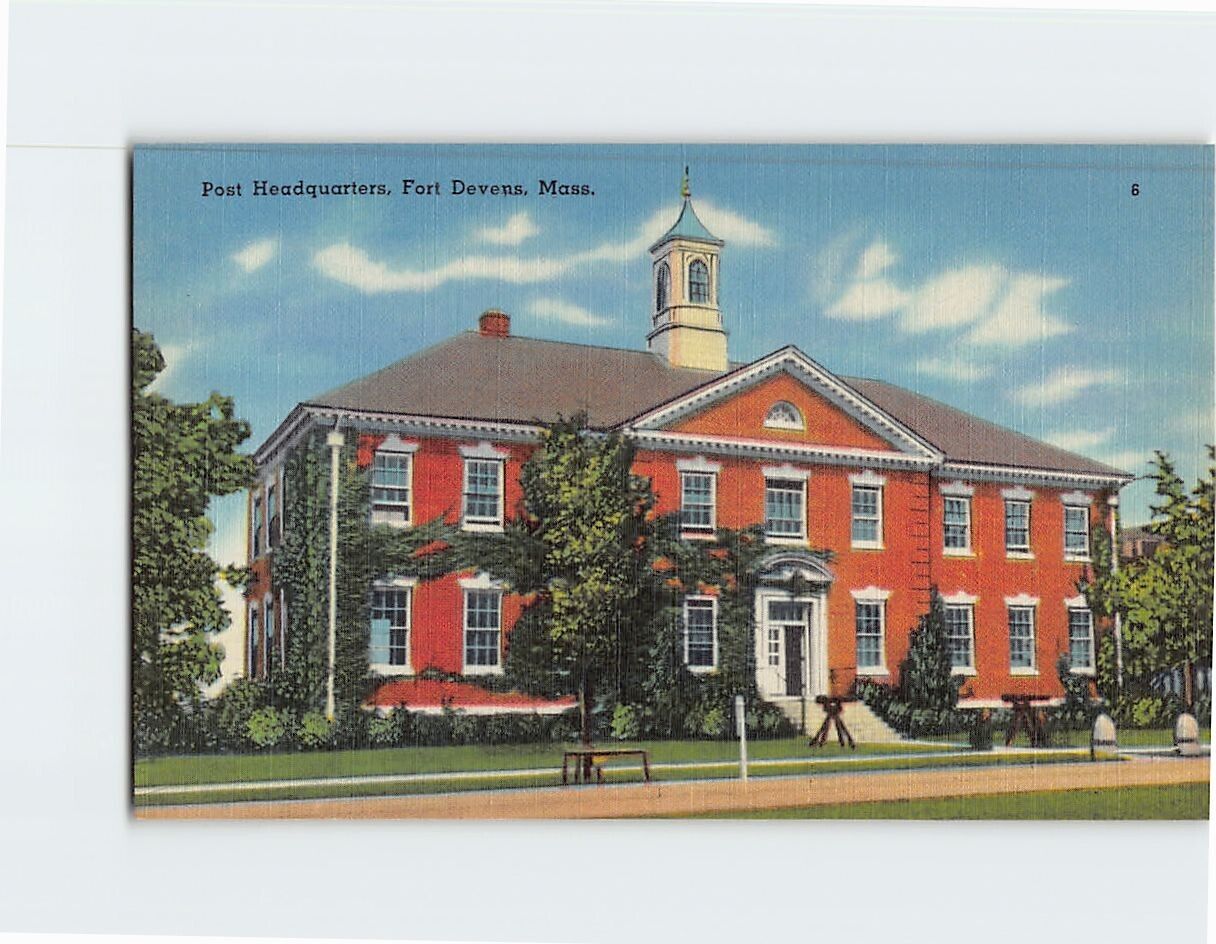 Postcard Post Headquarters Fort Devens Massachusetts USA