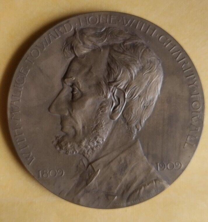 Jos.K.Davison's Sons 1809-1909 A.Lincoln 100 Anniversary Bronze Medal 76mm Box