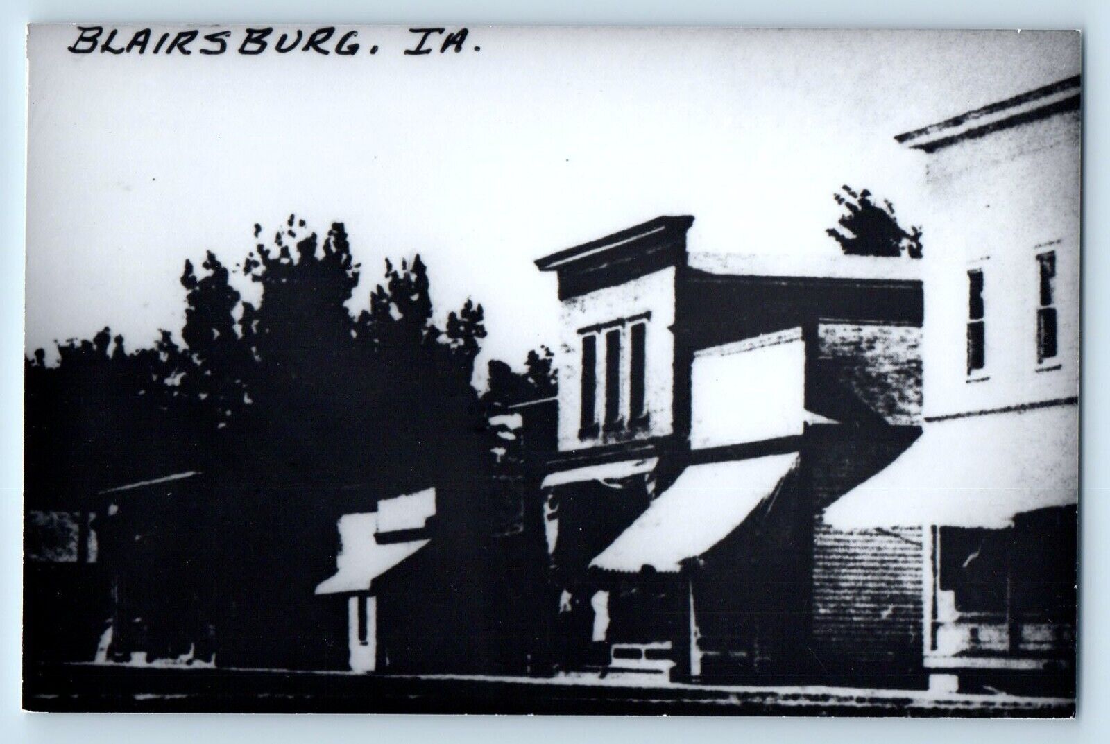 Blairsburg Iowa IA Postcard Business Section Scenic View c1940's Antique Trees