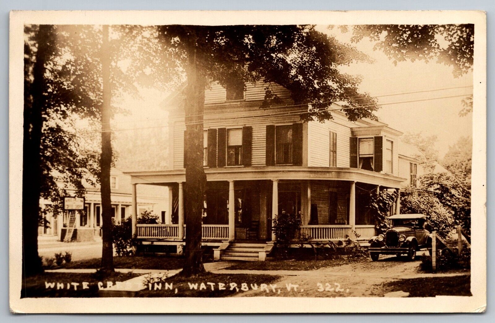 White Crest Inn. Waterbury Vermont Real Photo Postcard. RPPC