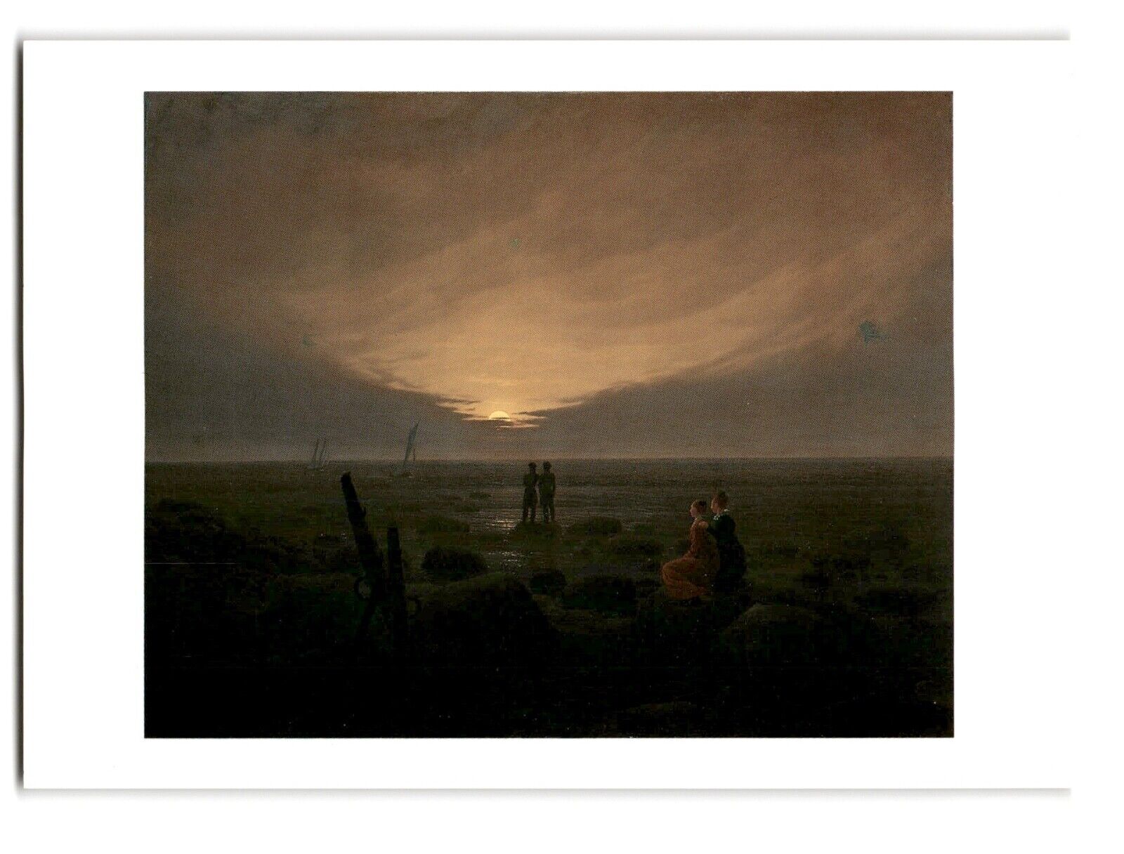 Caspar David Friedrich 1821 Moonrise by the Sea - Vintage Chrome Postcard