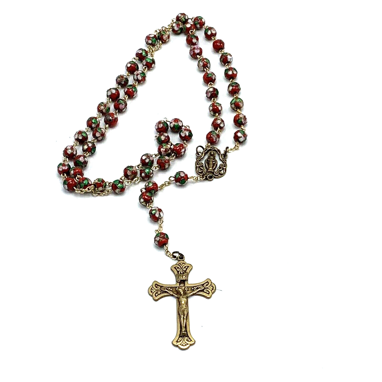 Vintage Chapel Cloisonné Rosary Religious Catholic Crucifix Beaded