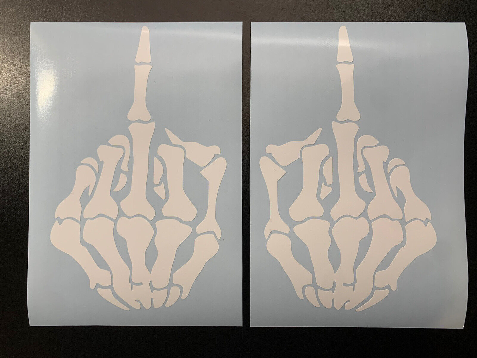 Left And Right Middle Finger Skeleton Decal Set 