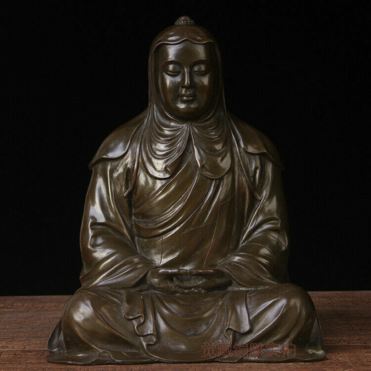 12\'\' China Great Monk hsuan tsang Buddha Bronze Statue