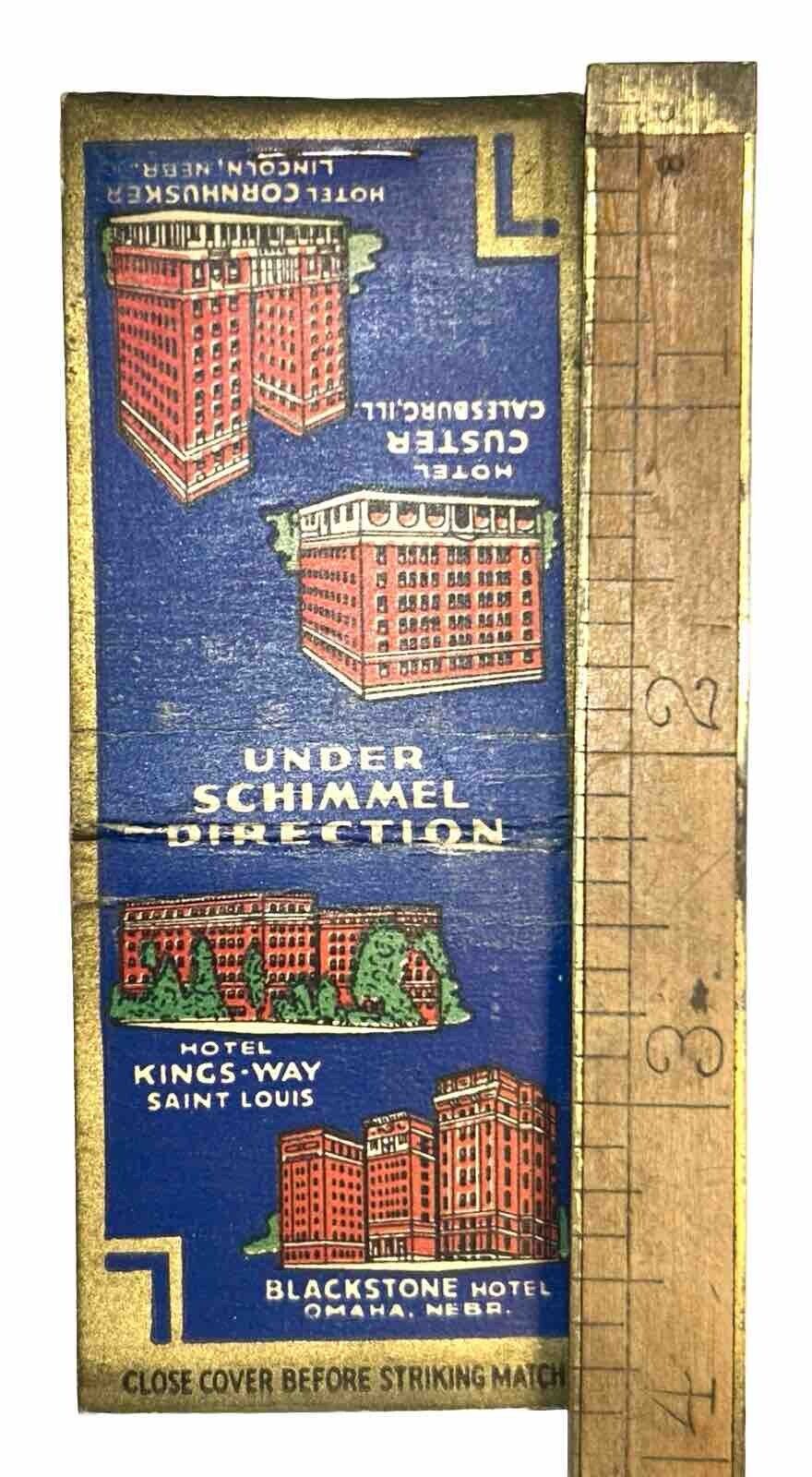 Antique Early Hotel Advertising Matchbook Charles Schimmel Lincoln Omaha NEB USA