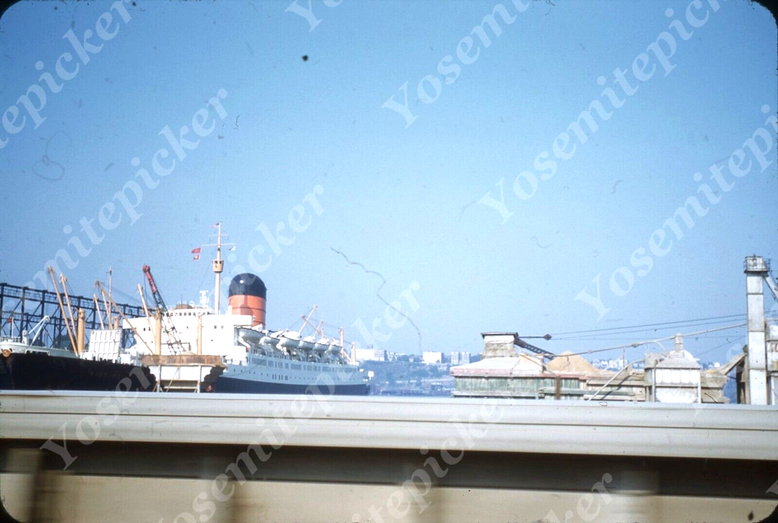 sl49  Original Slide  1961 New York docks passenger cruise ship 344a