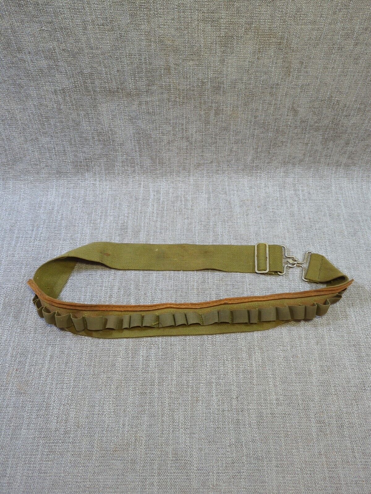 Vintage Military Olive Green Canvas Bullet Belt