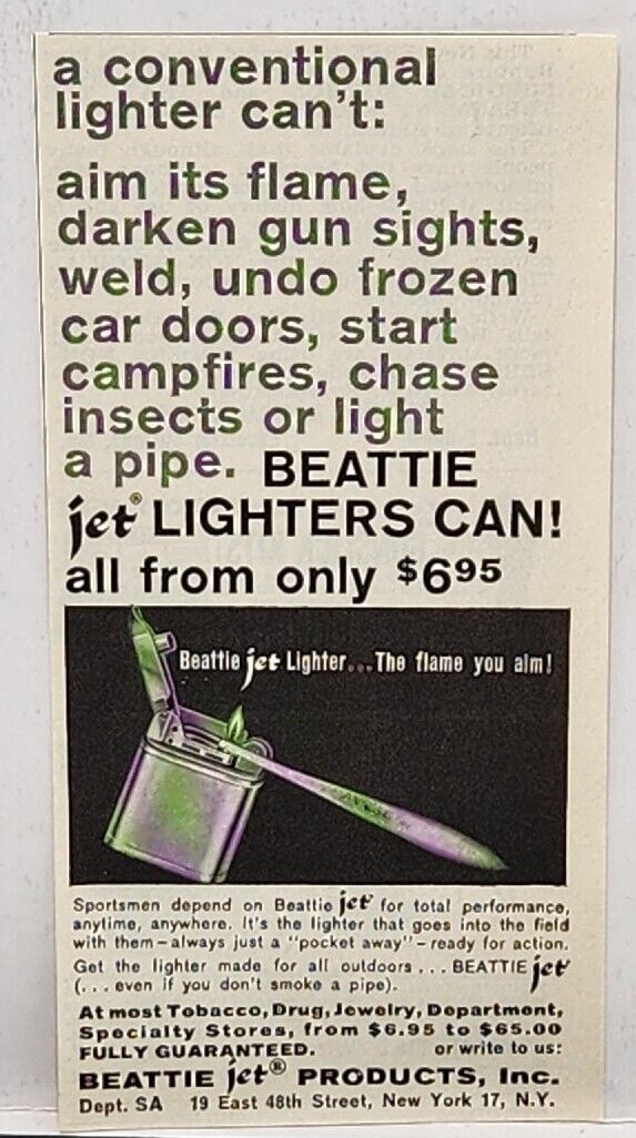 1964 Beattie Jet Lighters Products Cigarette Lighter Print Ad New York NY