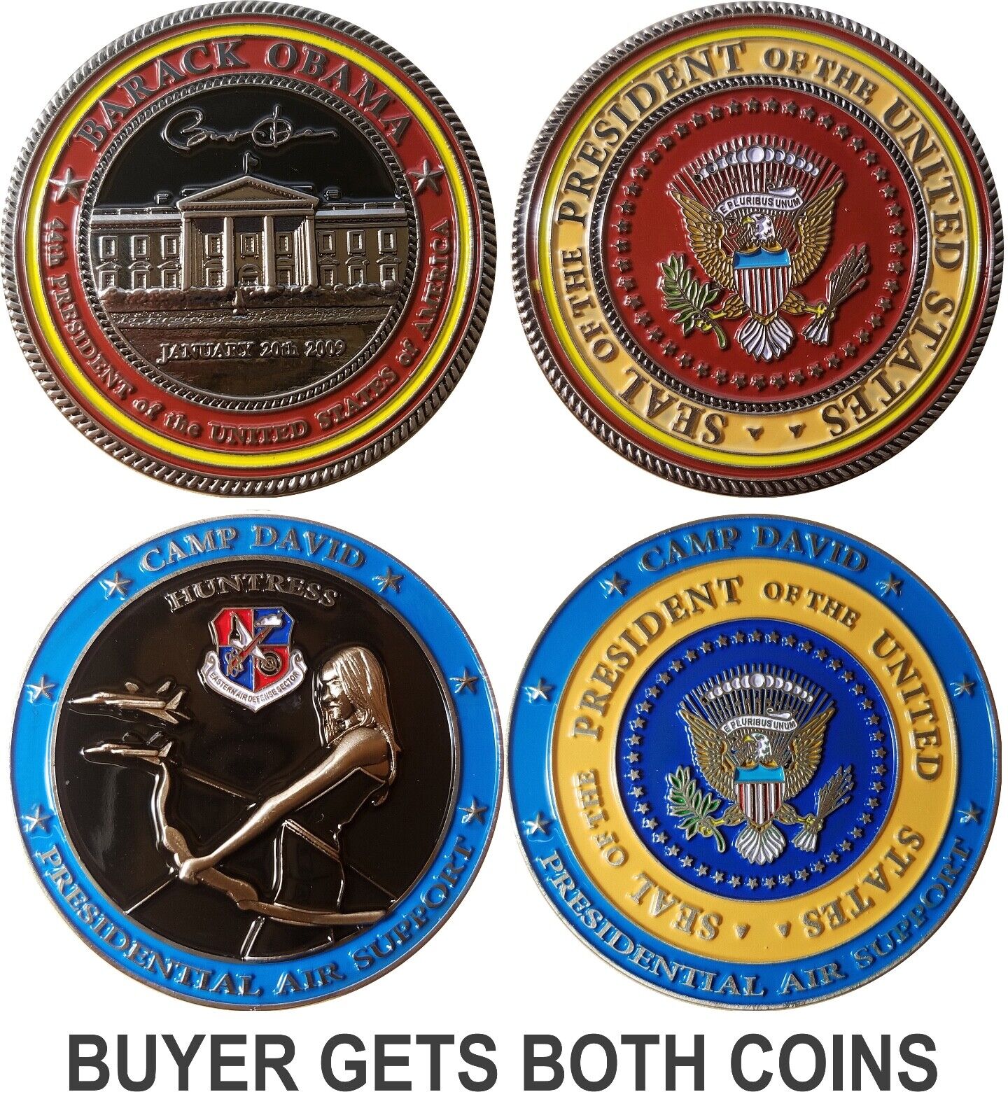(2 coin set) Barack H Obama Inauguration Secret Service Challenge Coins 62/41