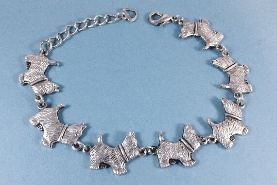 Adjustable Westie West Highland Terrier Bracelet antique silver plated