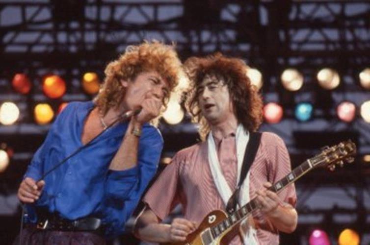 1985 Led Zeppelin Robert Plant Jimmy Page Live Aid Slide ROBERT MATHEU photo