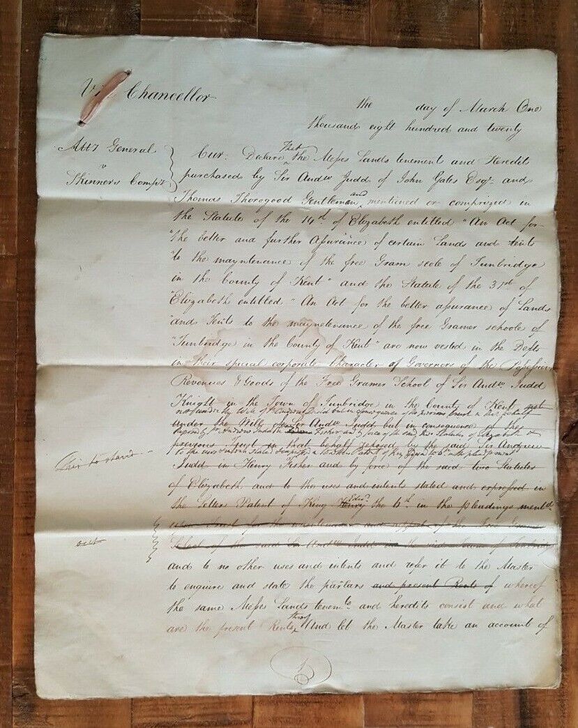 ANTIQUE English Hand Written Land Indenture - March 1820/Signed \