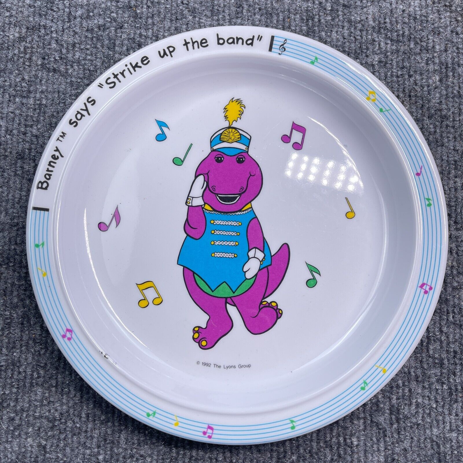Vintage Barney Plate 1992  “Strike Up The Band\