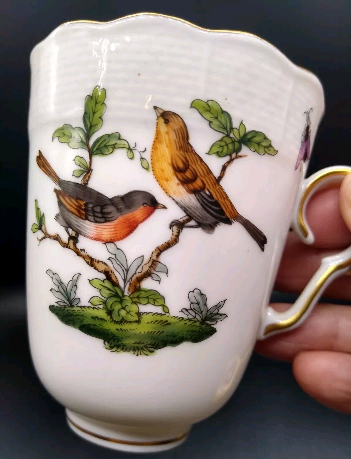 Herend Hungary Rothschild Bird Porcelain Teacup 734 RO 5.75\