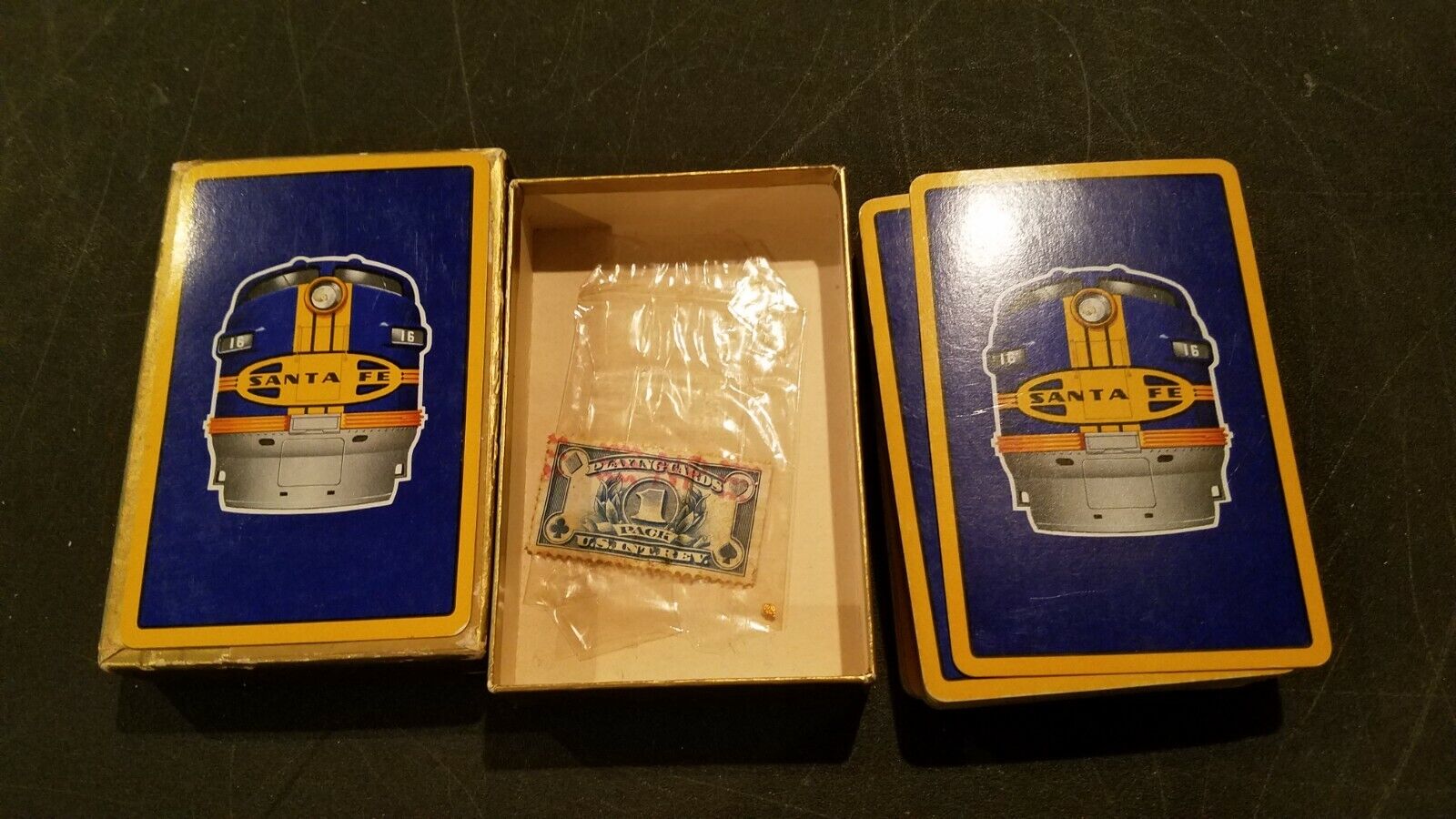 C2 VINTAGE SANTA FE RAIL ROAD PLAYING CARDS with STAMP congress shu
