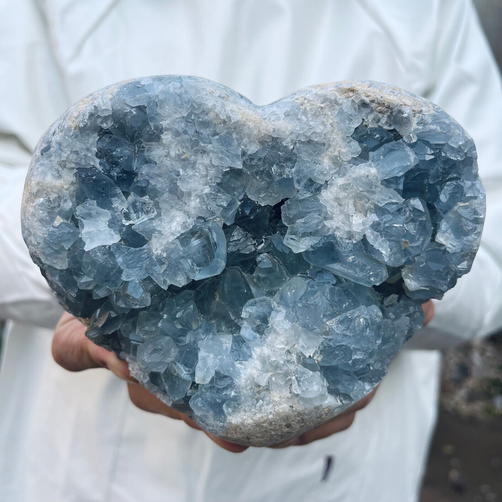 3.9lb Large Natural Blue Celestite Crystal Geode Quartz Cluster Mineral Specime