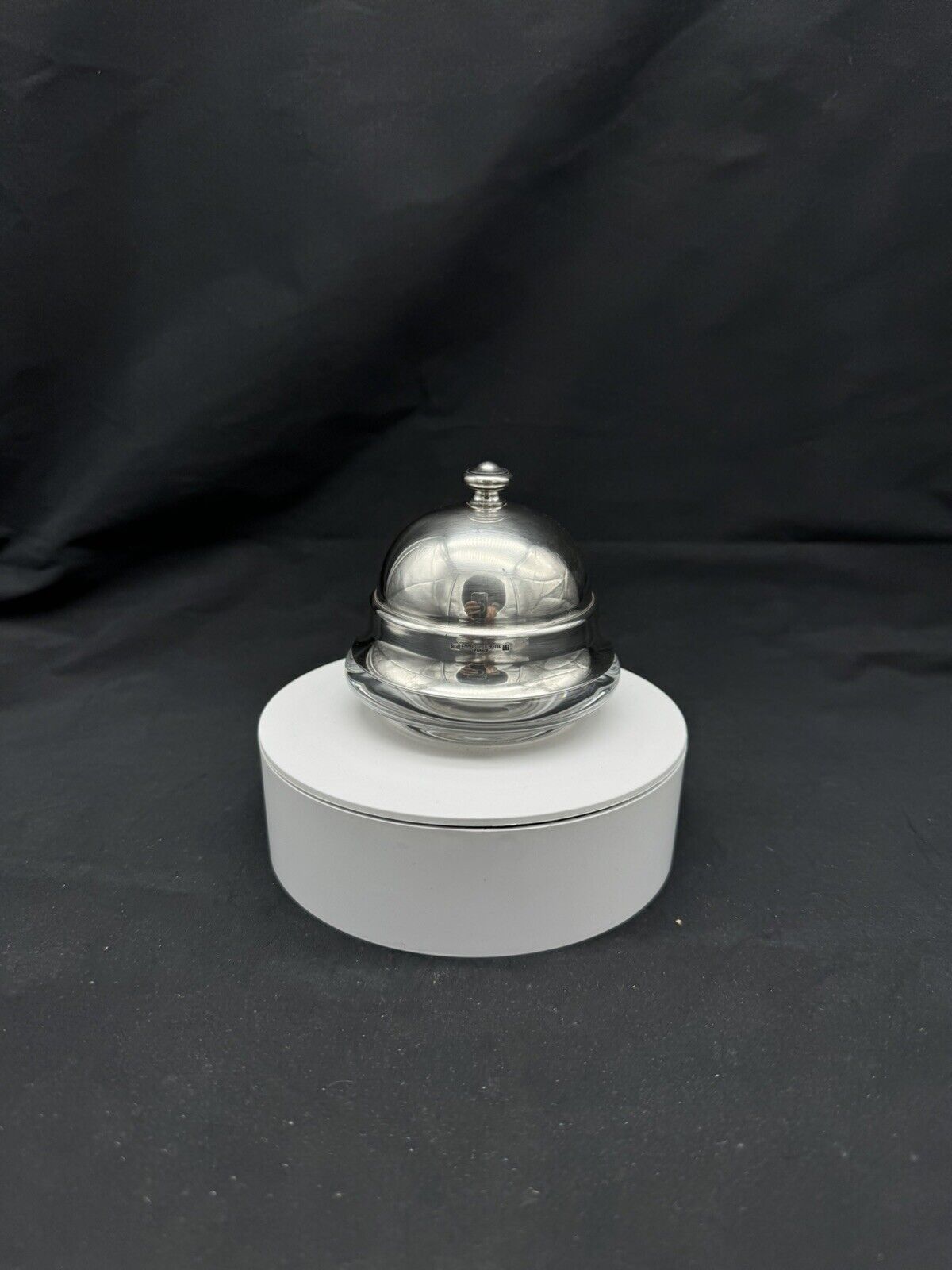 CHRISTOFLE HOTEL SILVER-PLATED PERSONAL LIDDED BUTTER DISH, FRANCE