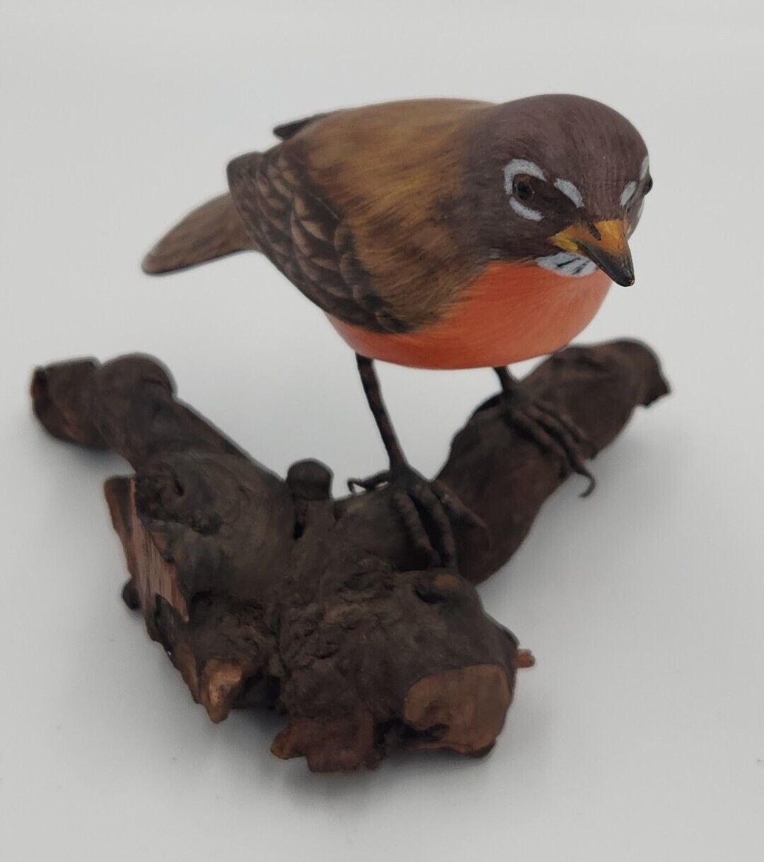 Robin Bird Decoy Wood Carving Lifesize Signed Read Description 