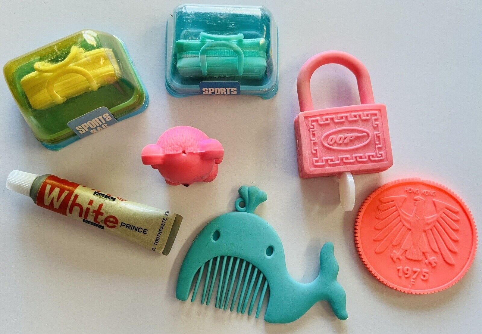 Collectable Vintage 80s Novelty Rubber Erasers 1980 Holidays Travel Themed