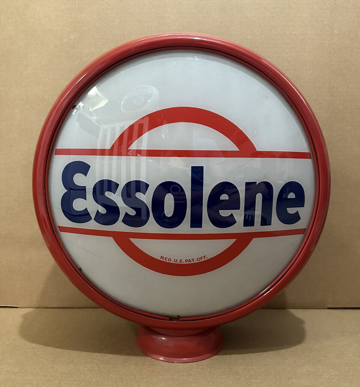 Vintage Esso Gas Pump Globe Essolene Glass Original Garage Sign