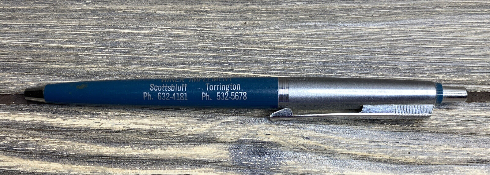 Vintage Ritepoint Retractable Ink Pen Hiner Implement Scottsbluff Torrington 