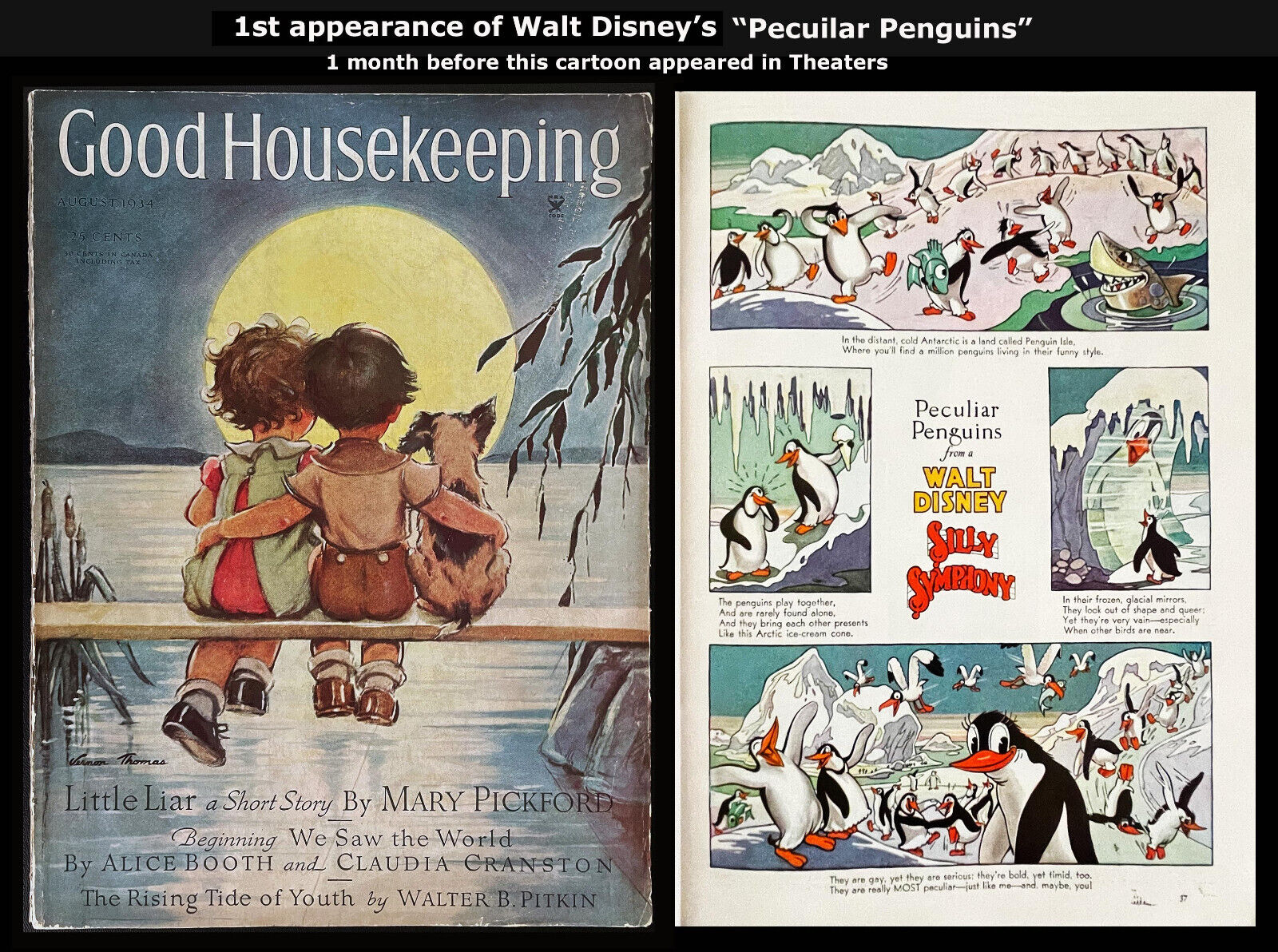 1st DISNEY PECULIAR PENGUINS In History - GOOD HOUSEKEEPING Aug, 1934