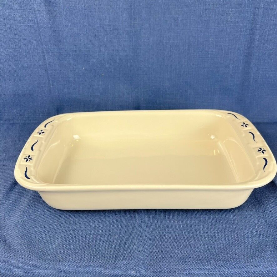 Longaberger Pottery Woven Traditions Classic Blue 7 x 11 Baking Dish