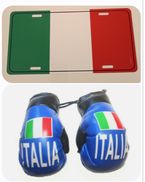2 ITALIAN GIFTS: 1 ITALIAN LICENSE PLATE + 1 ITALIAN CAR ORNAMENT $29.50