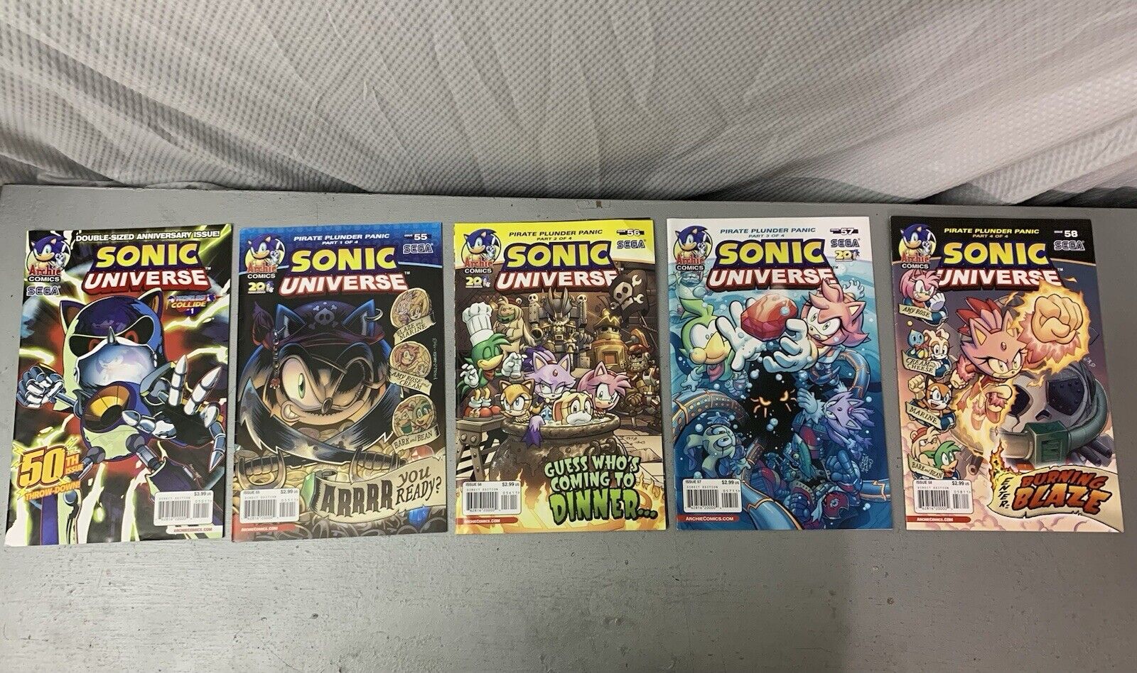 (5) SONIC UNIVERSE Archie Comics Lot #50 #55 #56 #57 #58 Sega Direct Hedgehog