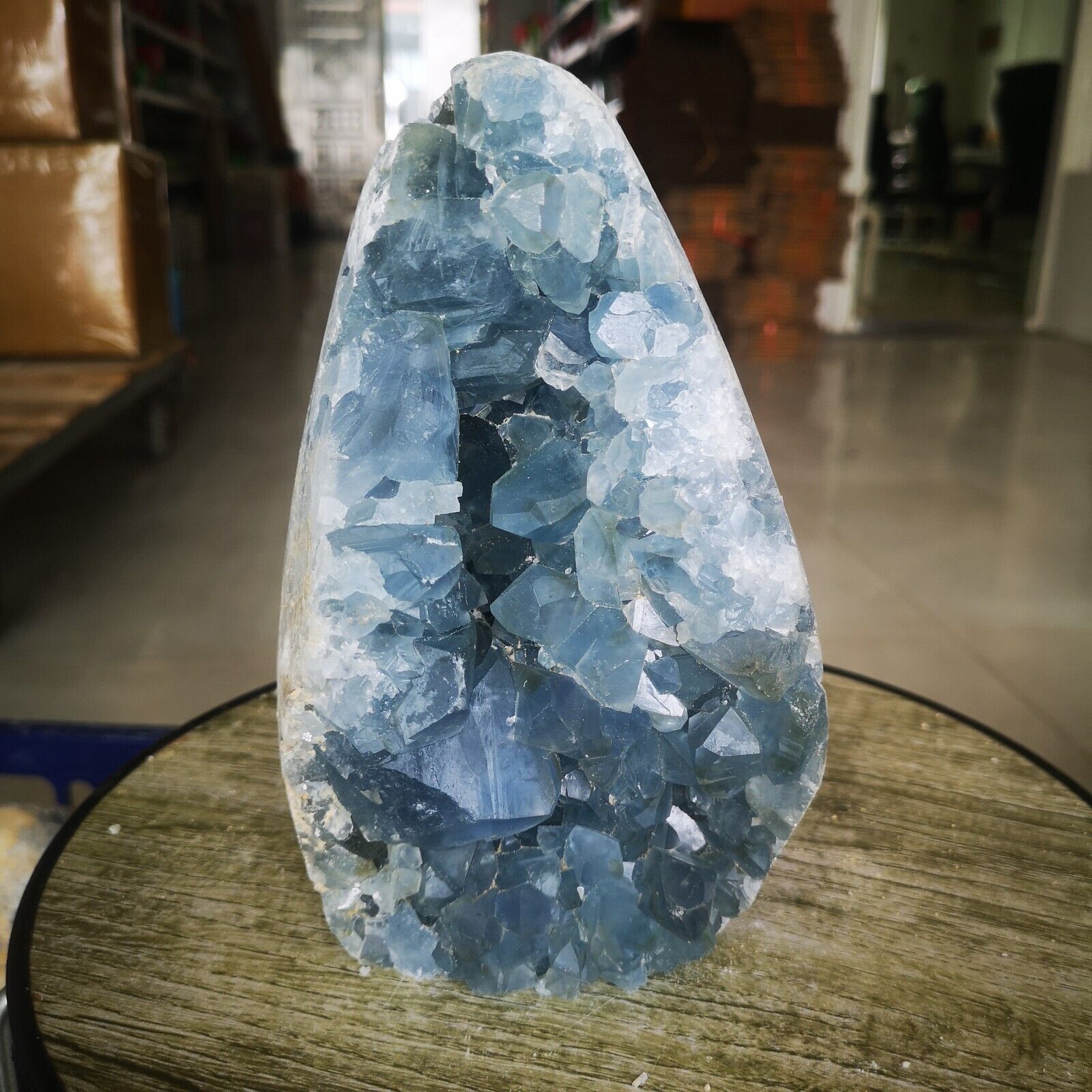 7.15LB Natural Beautiful Blue Celestite Crystal Geode Cave Mineral Specim 3250g