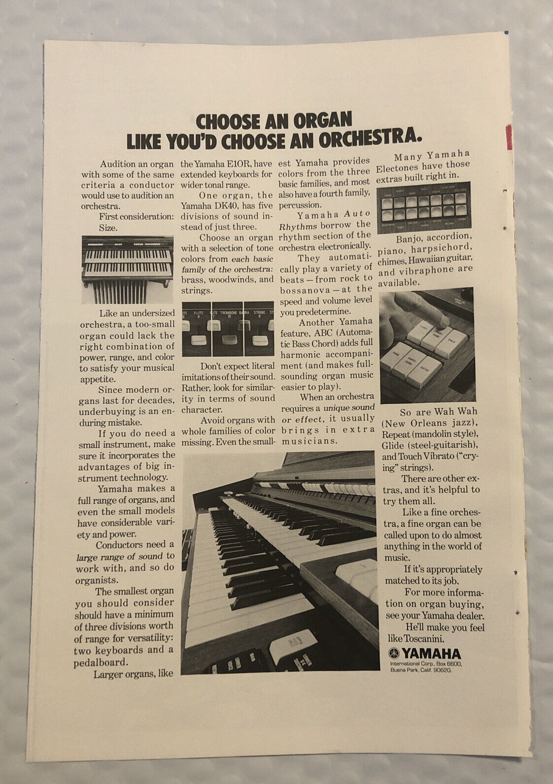 Vintage 1973 Yamaha Original Print Ad - Full Page - Choose An Orchestra