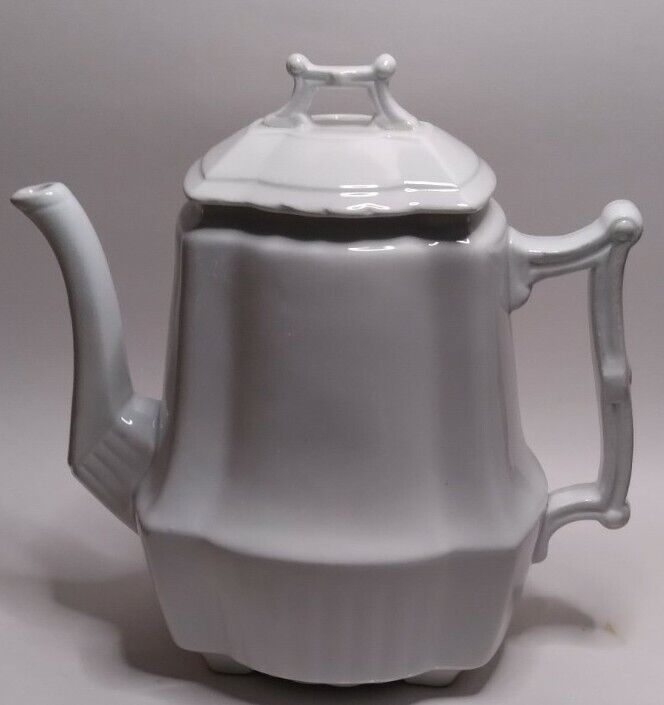Antique White Ironstone Teapot by Johnson Brothers England Early 1900s