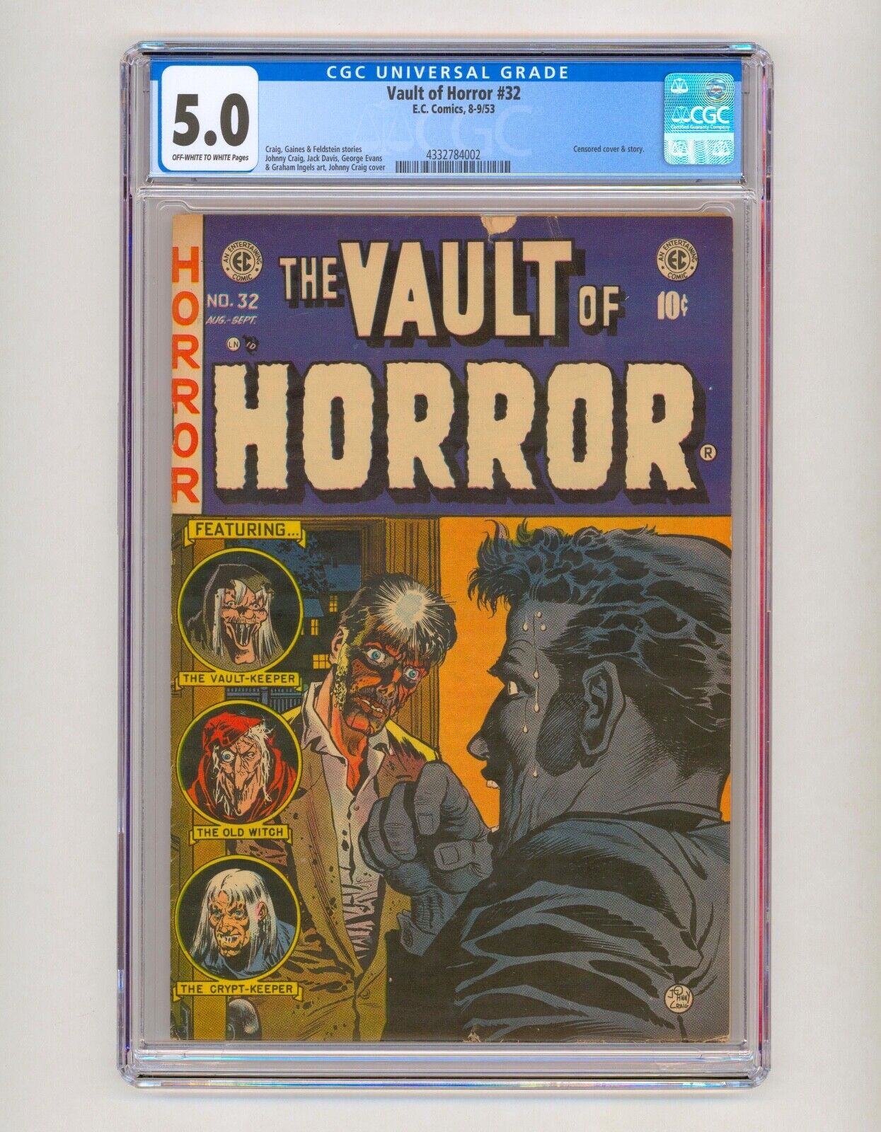 1954 EC Vault of Horror #32 CGC 5.0 Censored