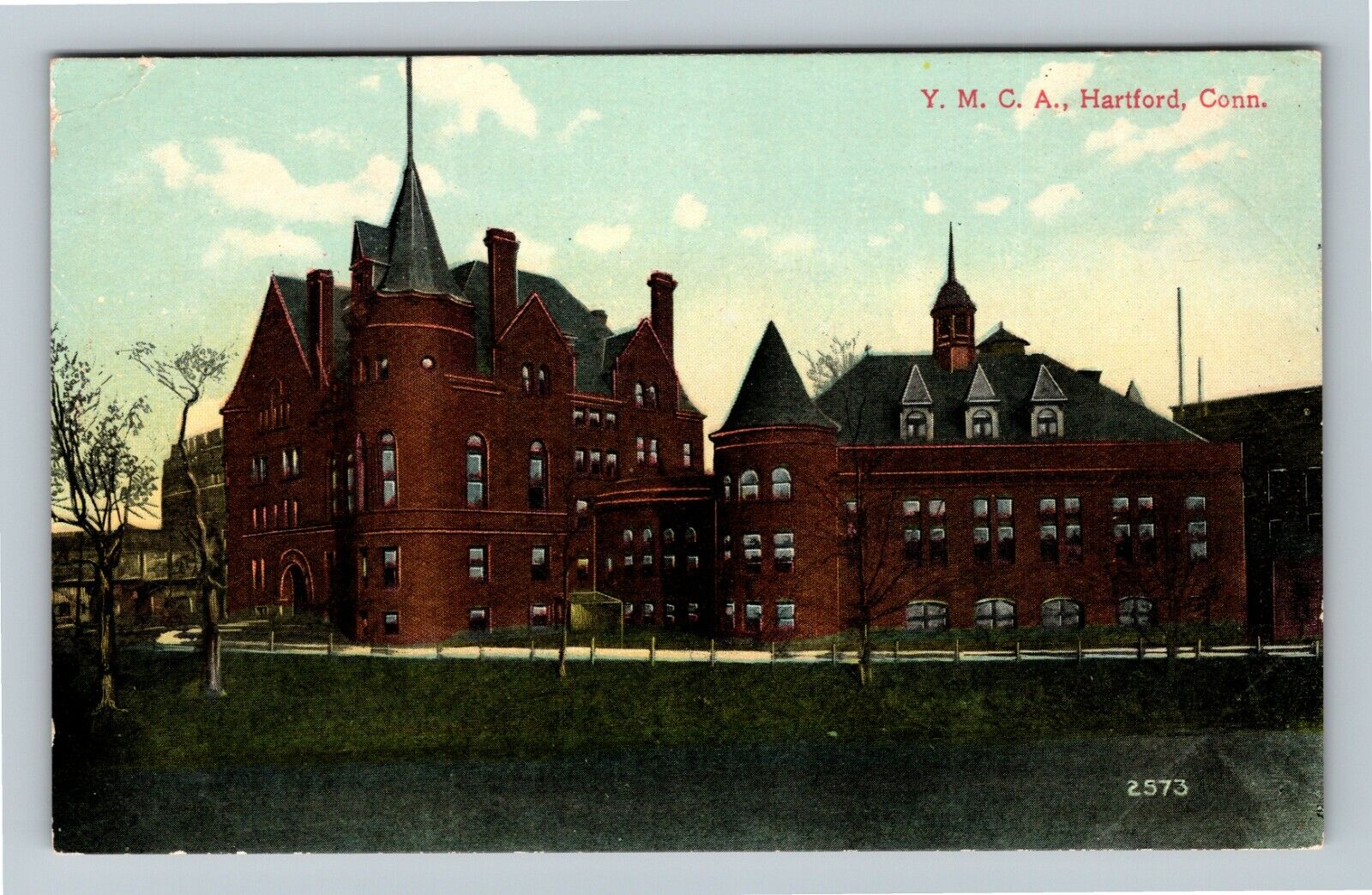 Hartford CT-Connecticut, Y.M.C.A. Building, Turret, Grounds Vintage Postcard