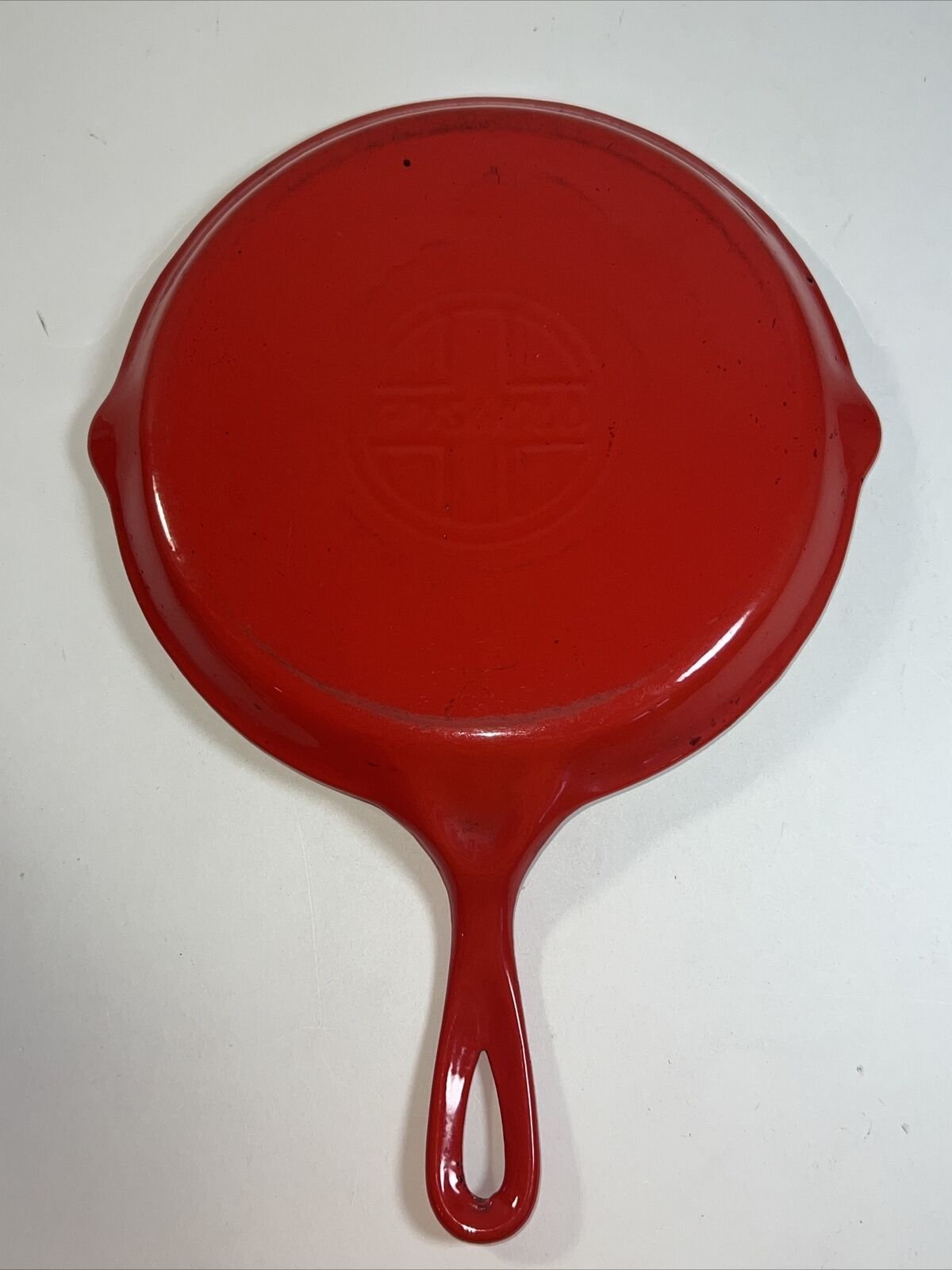 Griswold Cast Iron 107 Skillet Griddle with Red and White Enamel