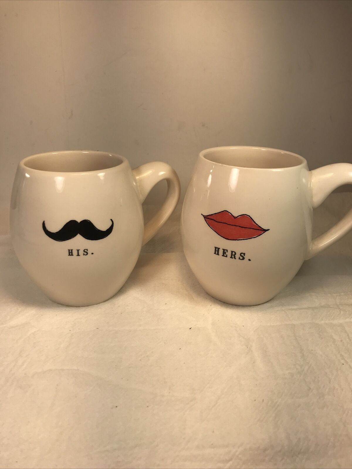 Vintage Magenta Exclusive His Hers Barrel Mugs (Not marked Rae Dunn)