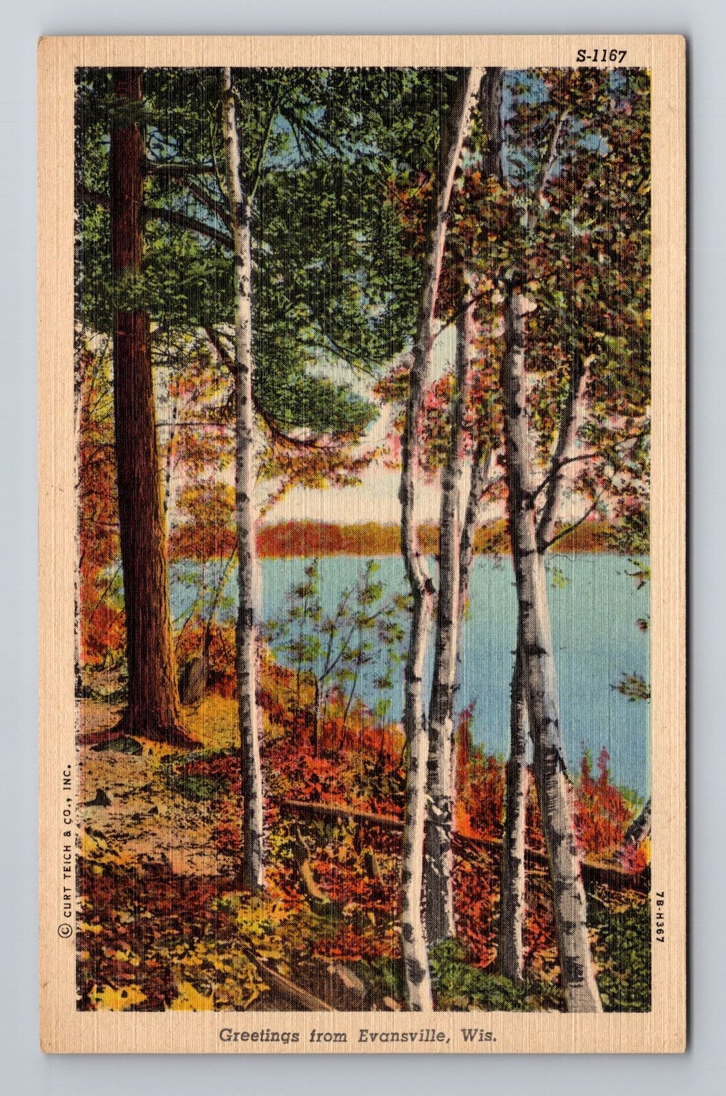 Evansville WI-Wisconsin, General Greetings, Along Banks of Lake Vintage Postcard