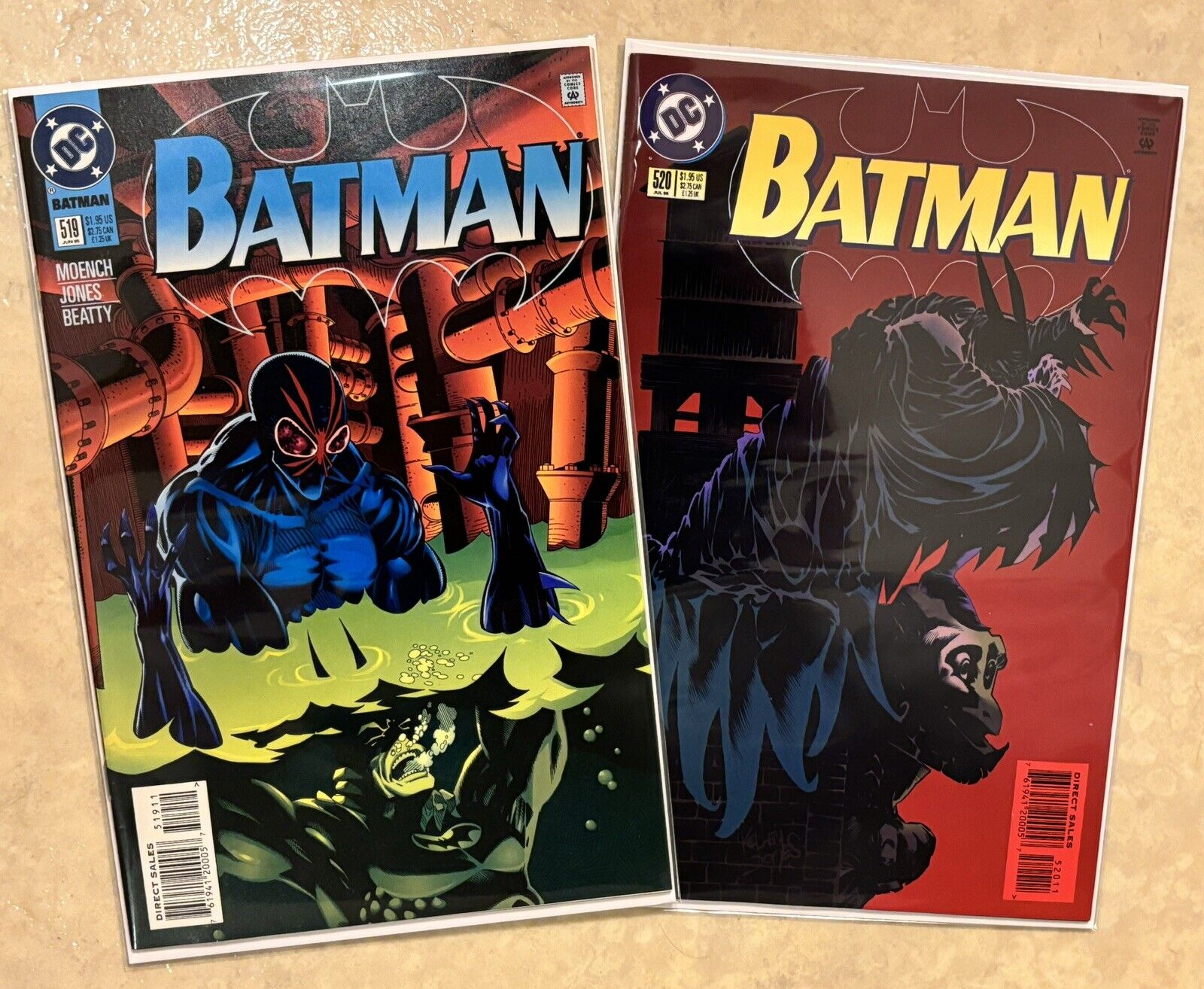 Batman #519 & #520 ✅ DC Comics 1995 High Grade Issues ✅ Moench ✅ Comic Lot Of 2
