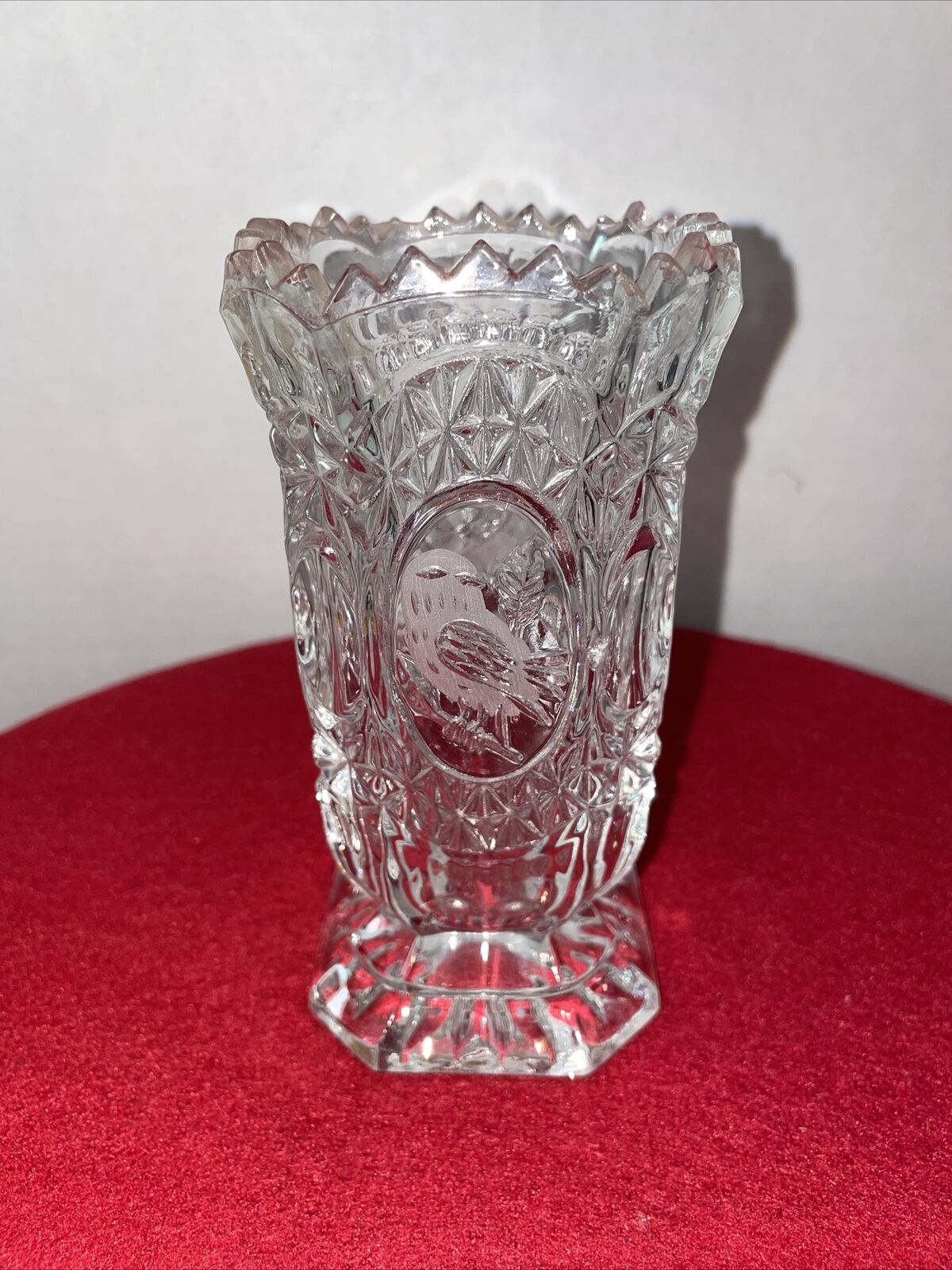 Vintage Hofbauer Etched Glass Lead Crystal Byrdes 6\