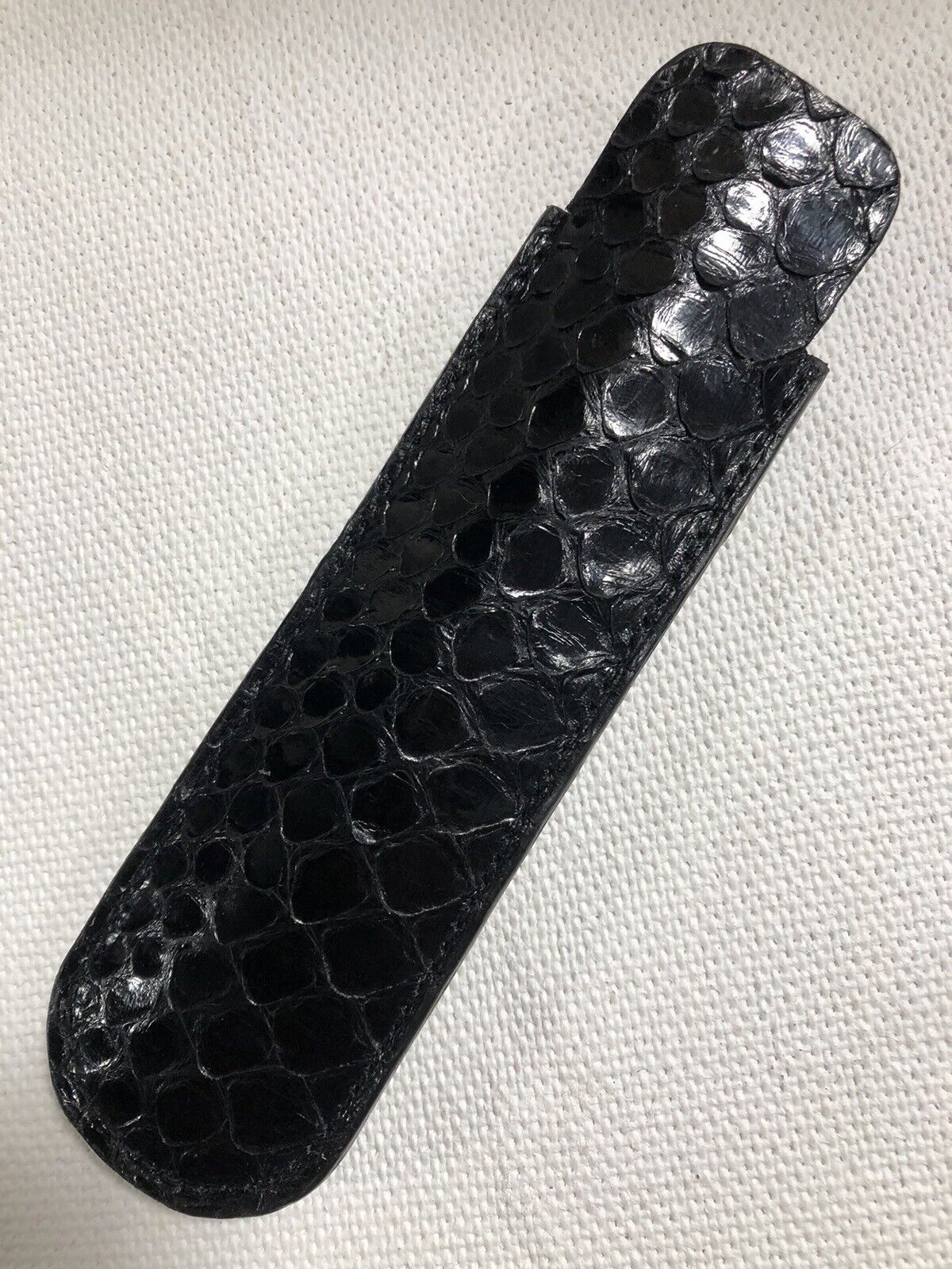 Black Genuine Python Snake and Leather Sleeve Case Mont Blanc and Luxury Pens