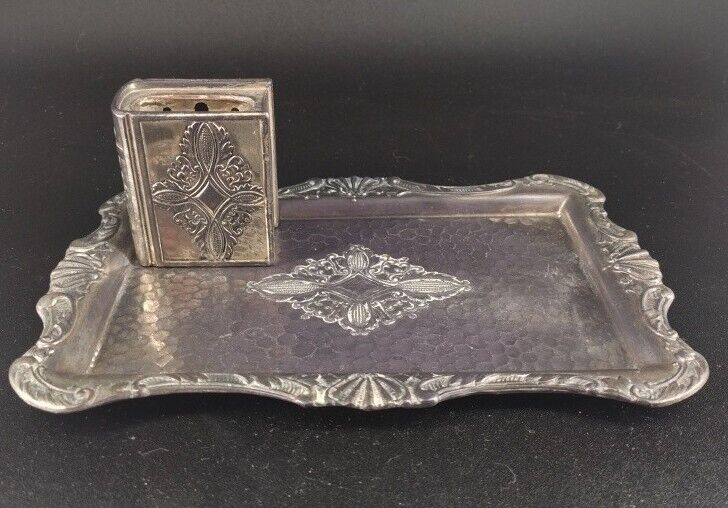  Occupied Japan Silver Plate Cigarette Tray Matchstick Holder Marked 