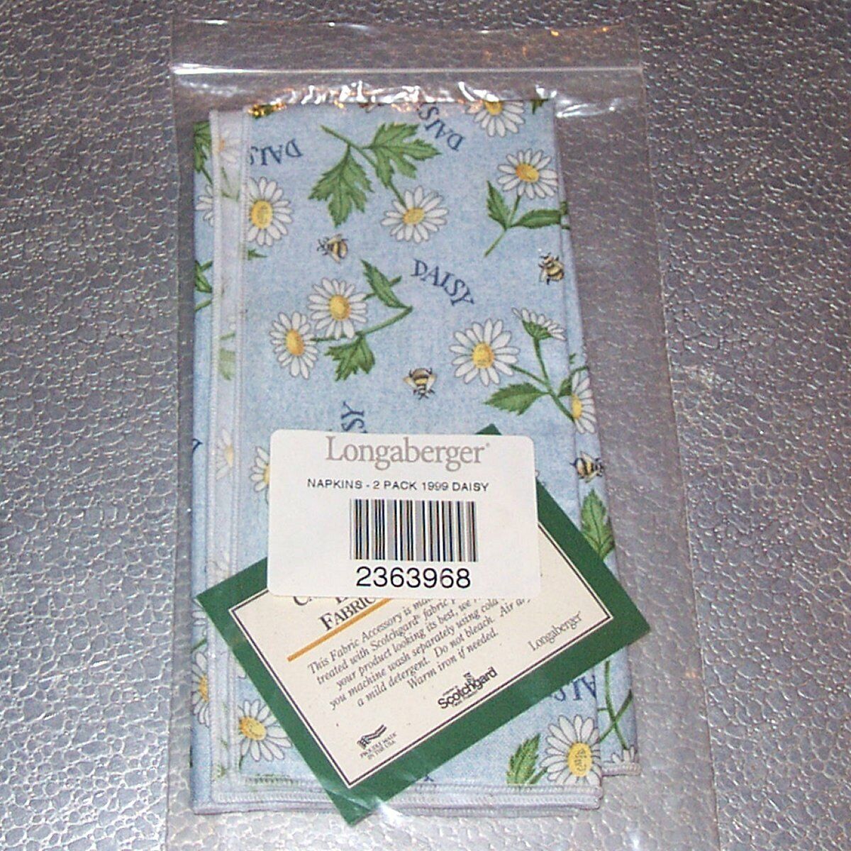 Longaberger Daisy NAPKINS (Pair) ~Made in USA~ New Includes 