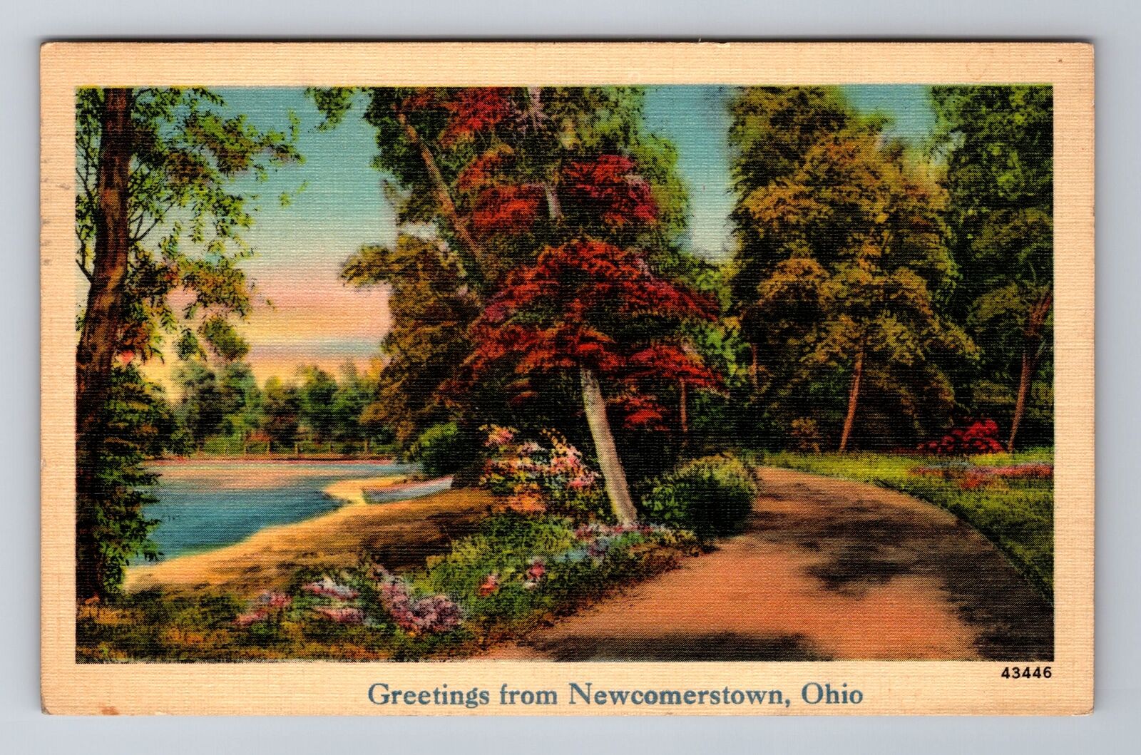 Newcomerstown OH-Ohio, General Greetings Path, Antique, Vintage c1942 Postcard