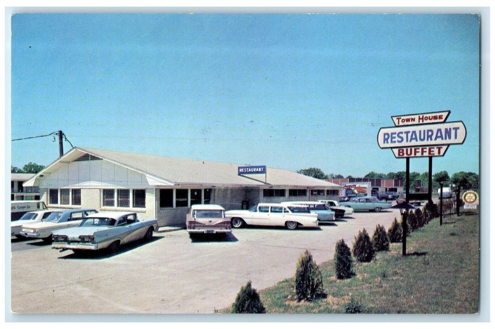 c1960's Town House Restaurant Roadside Conway Arkansas AR Unposted Cars Postcard